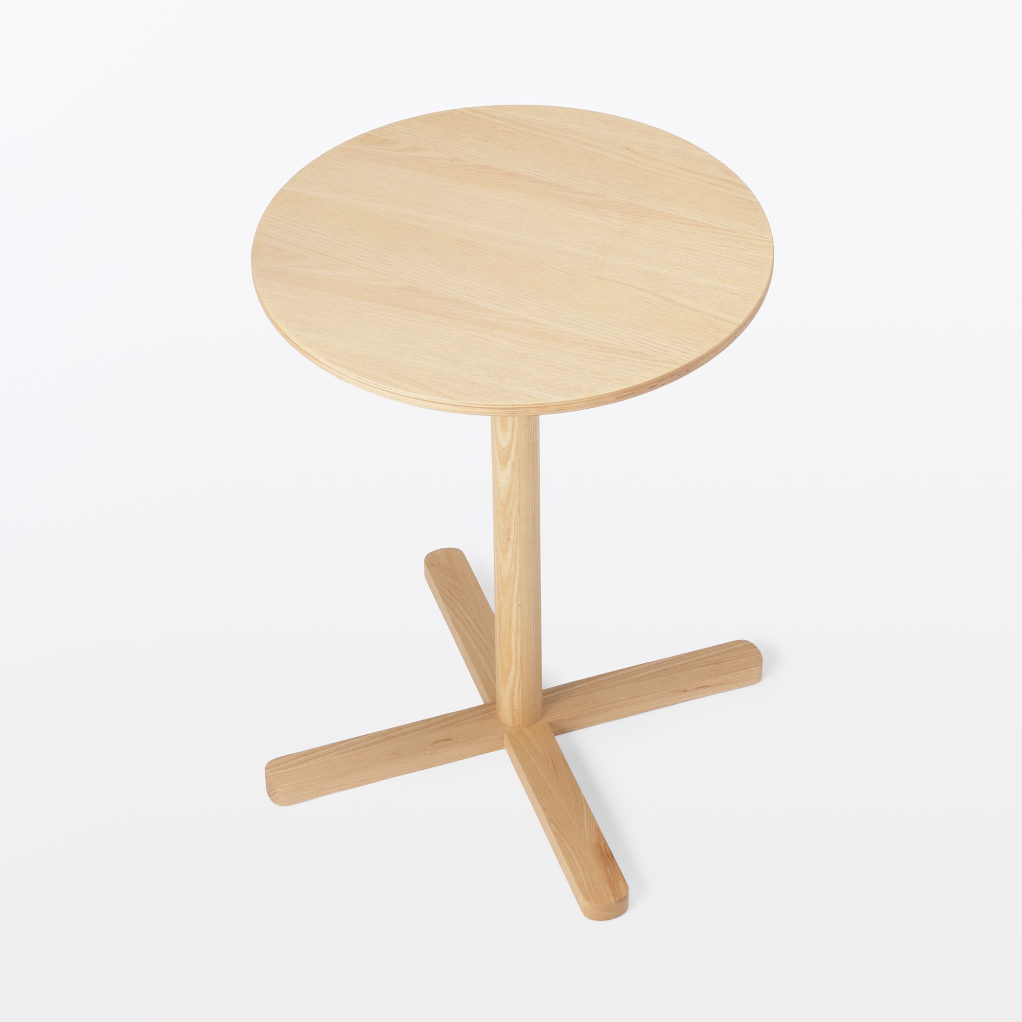 手軽に組み立てられる木製カフェテーブル　直径５６ｃｍ　アッシュ材突板