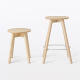 木製ハイスツール　アッシュ材突板　ナチュラル