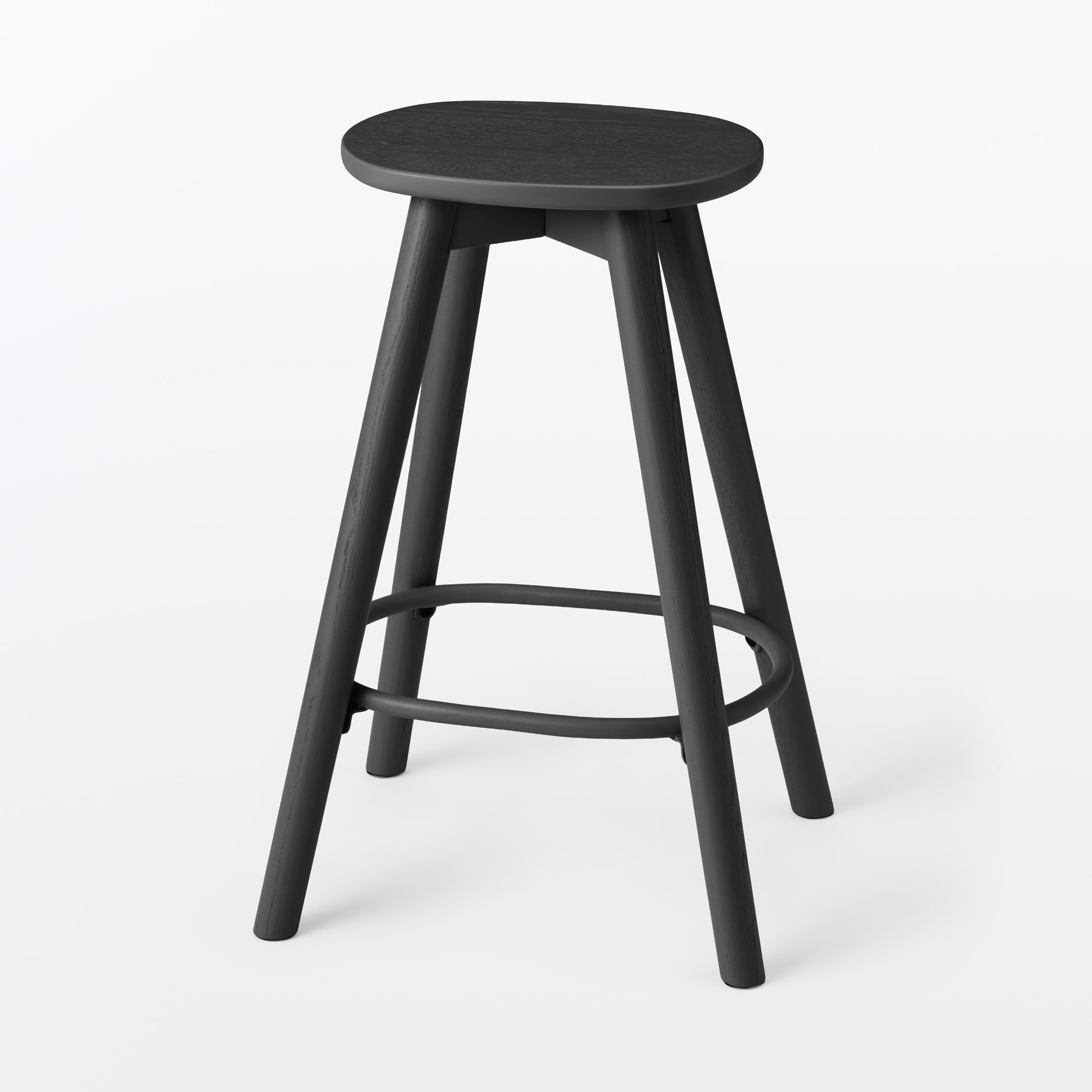 木製ハイスツール　アッシュ材突板　ダークグレー