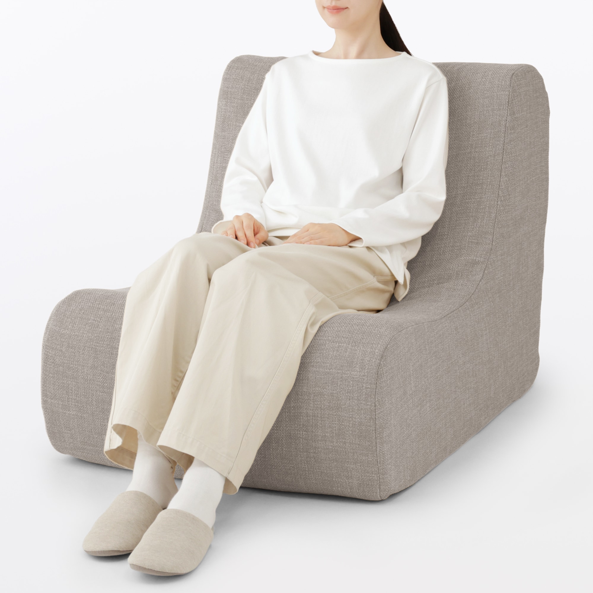 ゆったり座れるパーソナルソファ用カバー　グレージュ