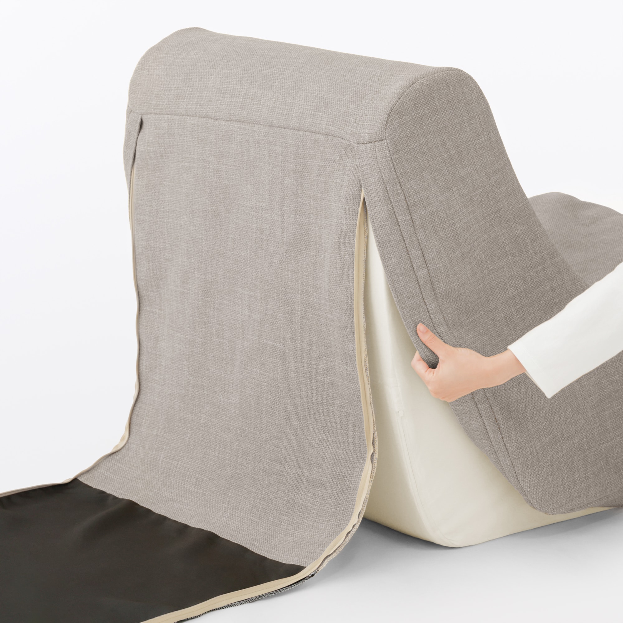 ゆったり座れるパーソナルソファ用カバー　グレージュ