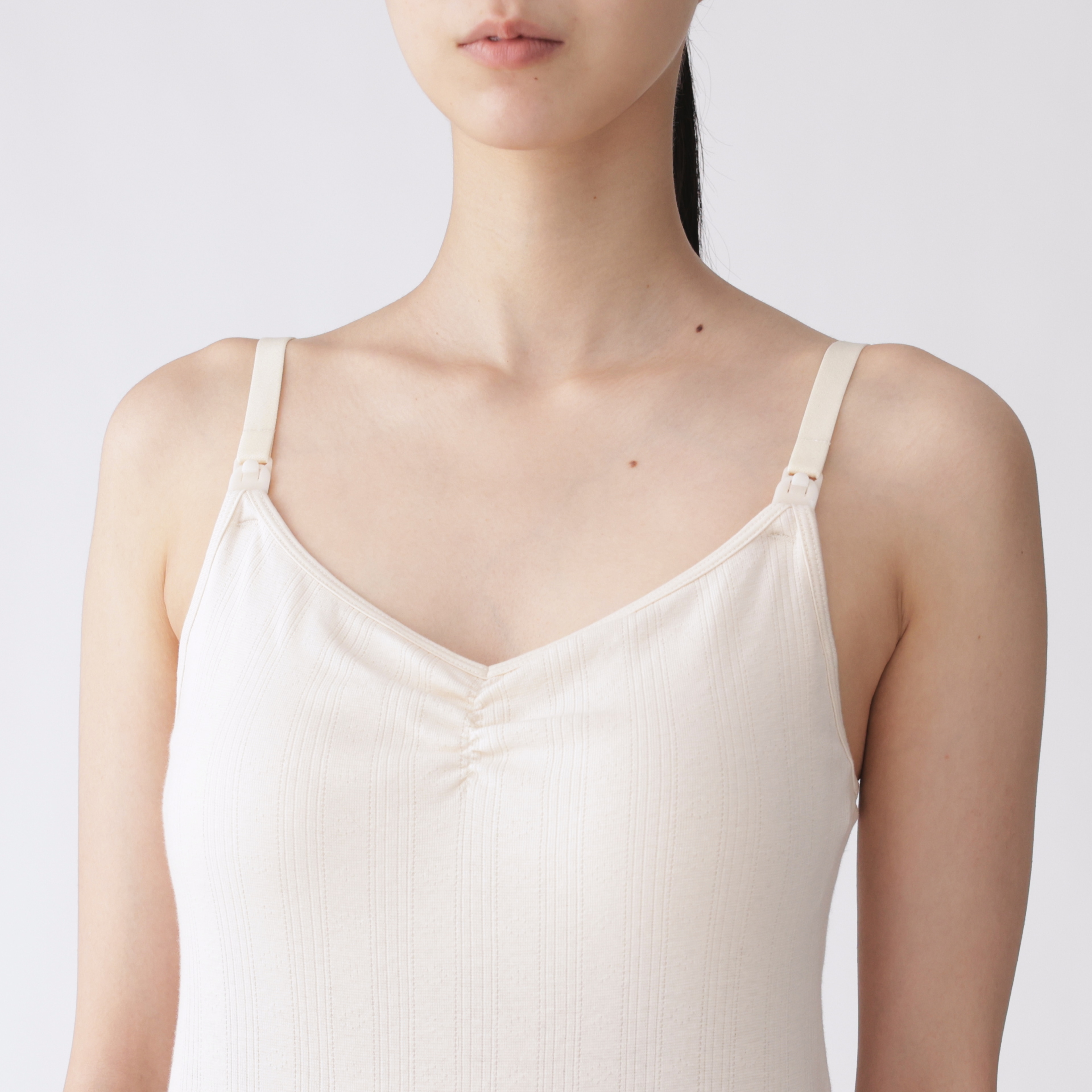 婦人　【マタニティ】コットン混パターンメッシュ授乳に便利なブラキャミソール