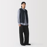 紳士　軽量ダウンポケッタブルノーカラーベスト
