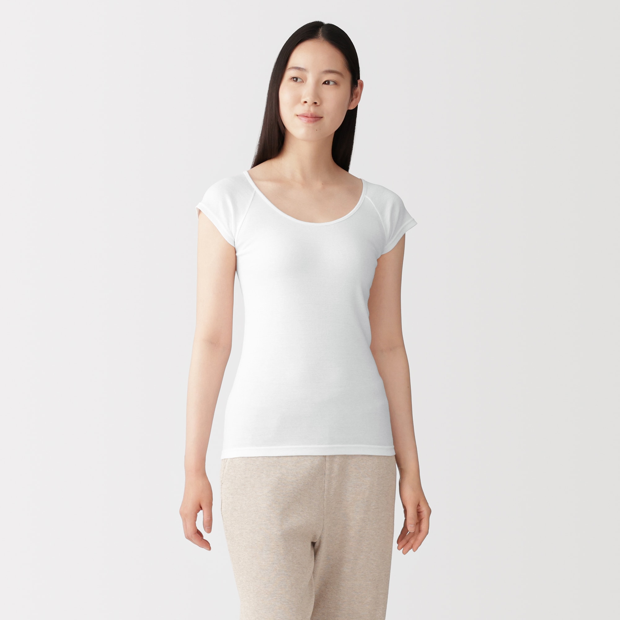 婦人　フライス編みフレンチスリーブＴシャツ