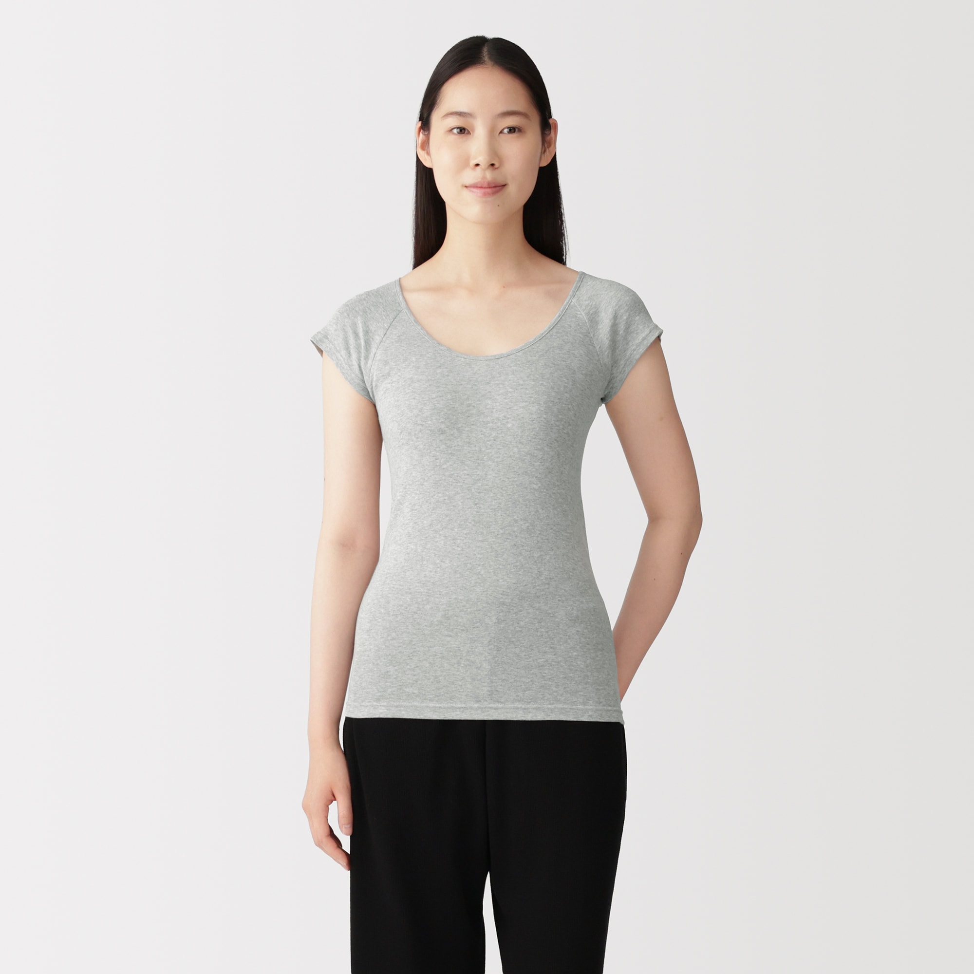 婦人　フライス編みフレンチスリーブＴシャツ