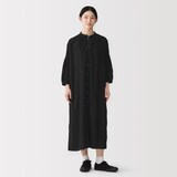 婦人　綿ピンタック　七分袖ワンピース