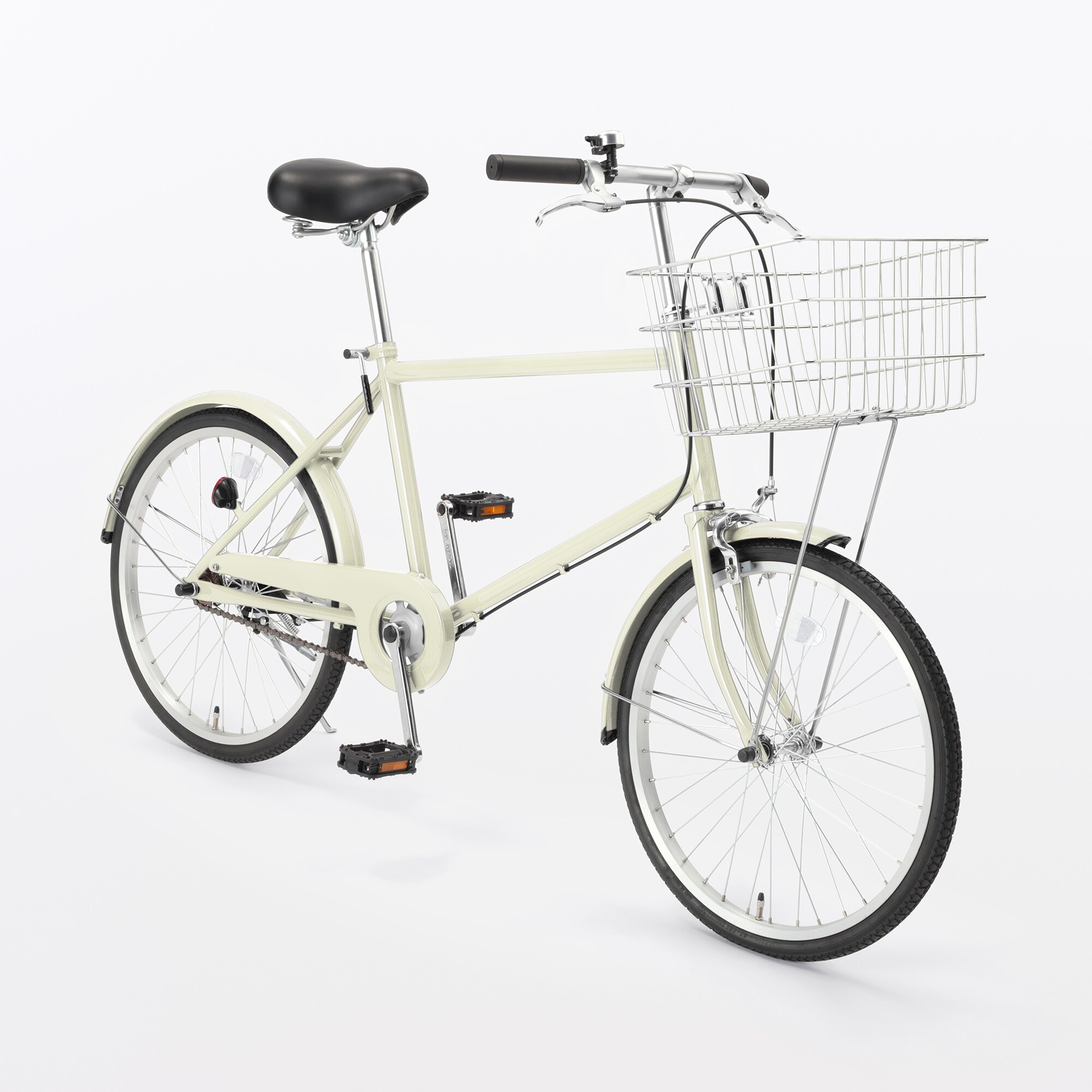 【宅送】２０型自転車　ベージュ　バスケット付