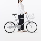 【宅送】２０型自転車　グレー　バスケット付