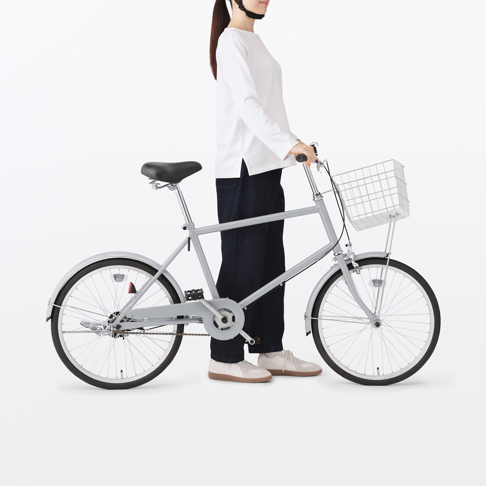 【宅送】２０型自転車　グレー　バスケット付