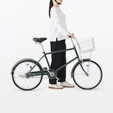 【宅送】２０型自転車　ダークグリーン　バスケット付