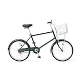 【宅送】２０型自転車　ダークグリーン　バスケット付