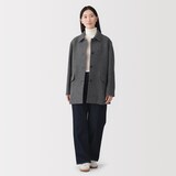 婦人　再生ウール混ツイード　ハーフコート（グレー）