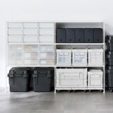 縦にも横にも連結できる再生ポリプロピレン入り平台車