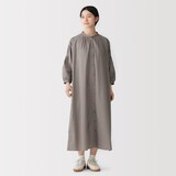 婦人　綿ピンタック　七分袖ワンピース