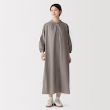婦人　綿ピンタック　七分袖ワンピース