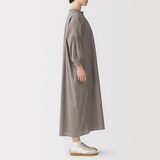 婦人　綿ピンタック　七分袖ワンピース