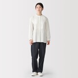 婦人　綿ピンタック　長袖ブラウス