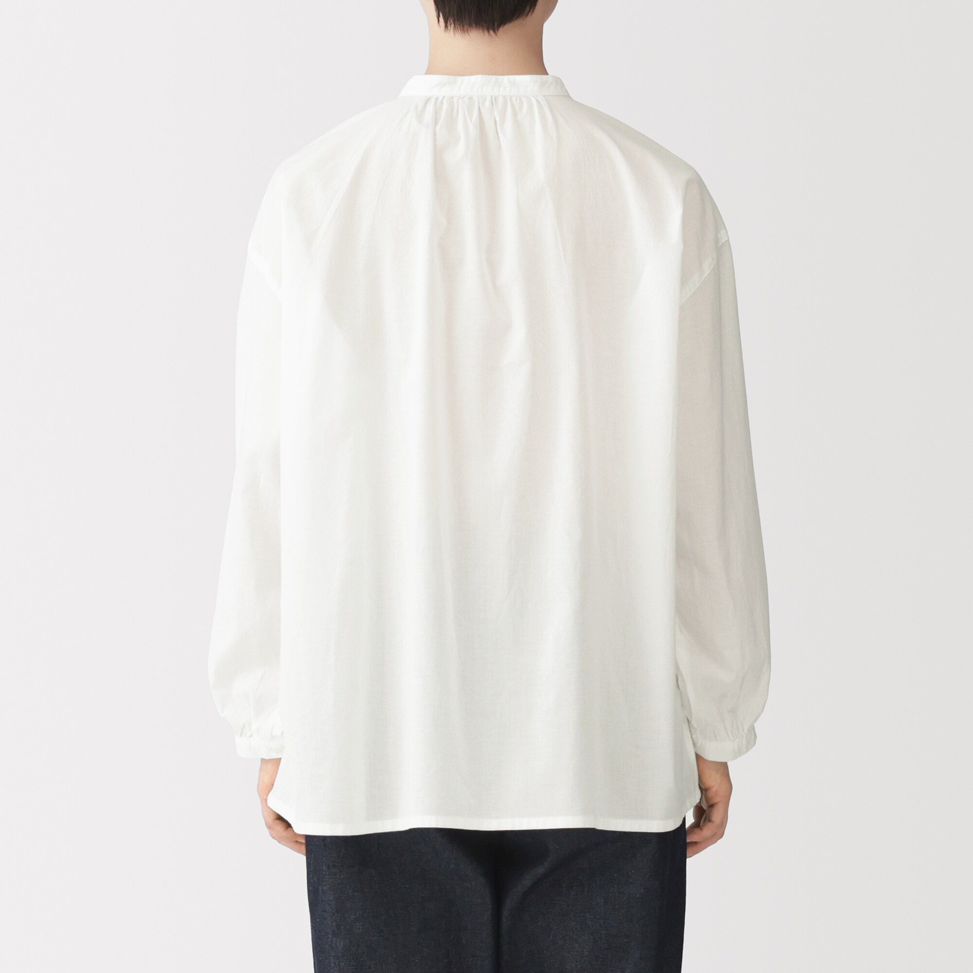 婦人　綿ピンタック　長袖ブラウス