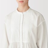 婦人　綿ピンタック　長袖ブラウス