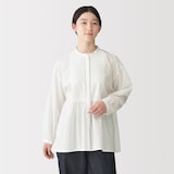 婦人　綿ピンタック　長袖ブラウス