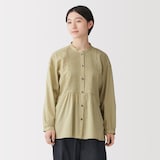 婦人　綿ピンタック　長袖ブラウス