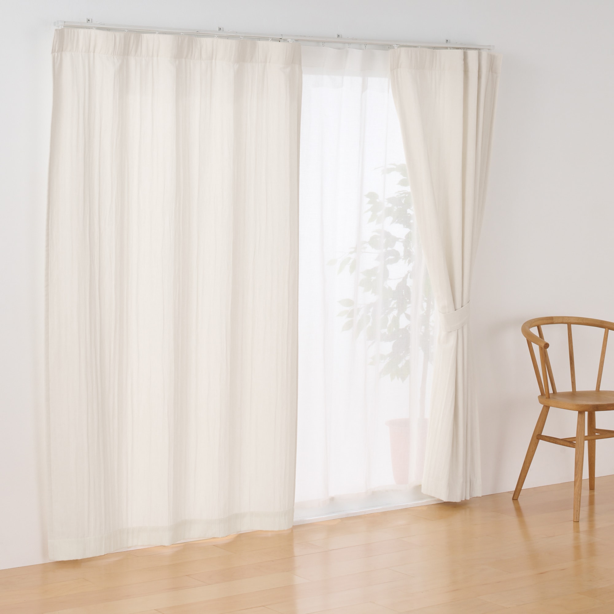 リネンライク二重織（防炎）ノンプリーツカーテン