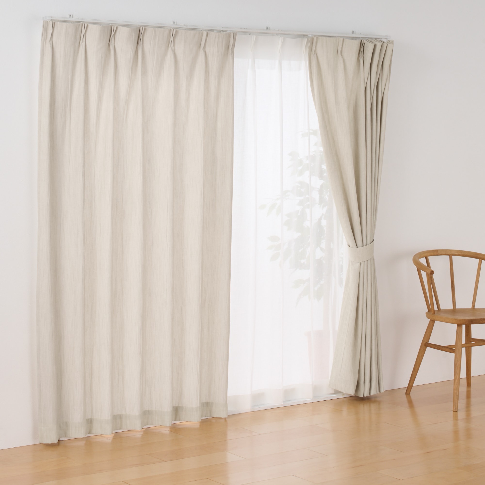 リネンライク二重織（防炎）プリーツカーテン