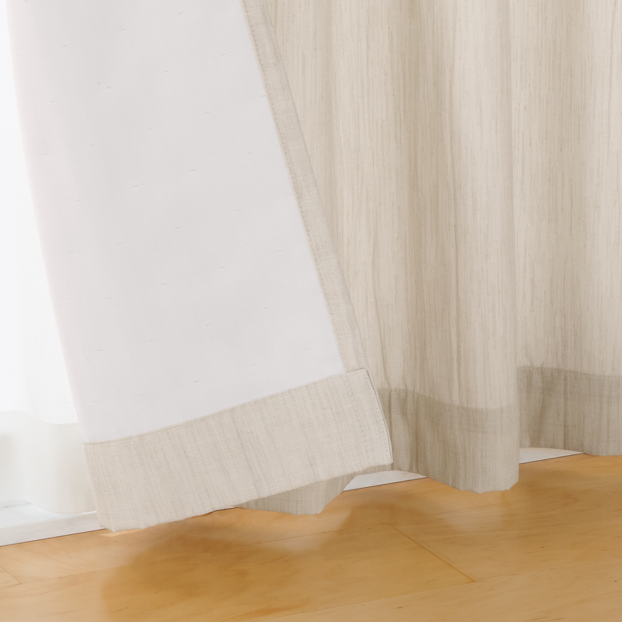 リネンライク二重織（防炎）２倍ヒダプリーツカーテン