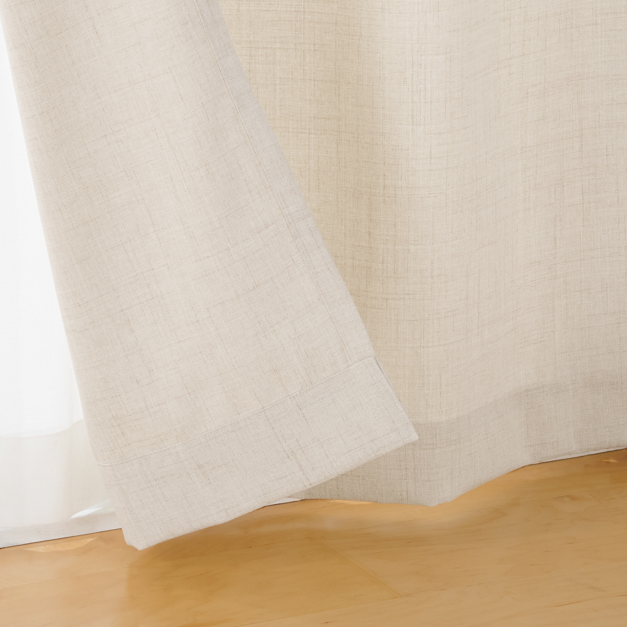 杢麻調平織ノンプリーツカーテン