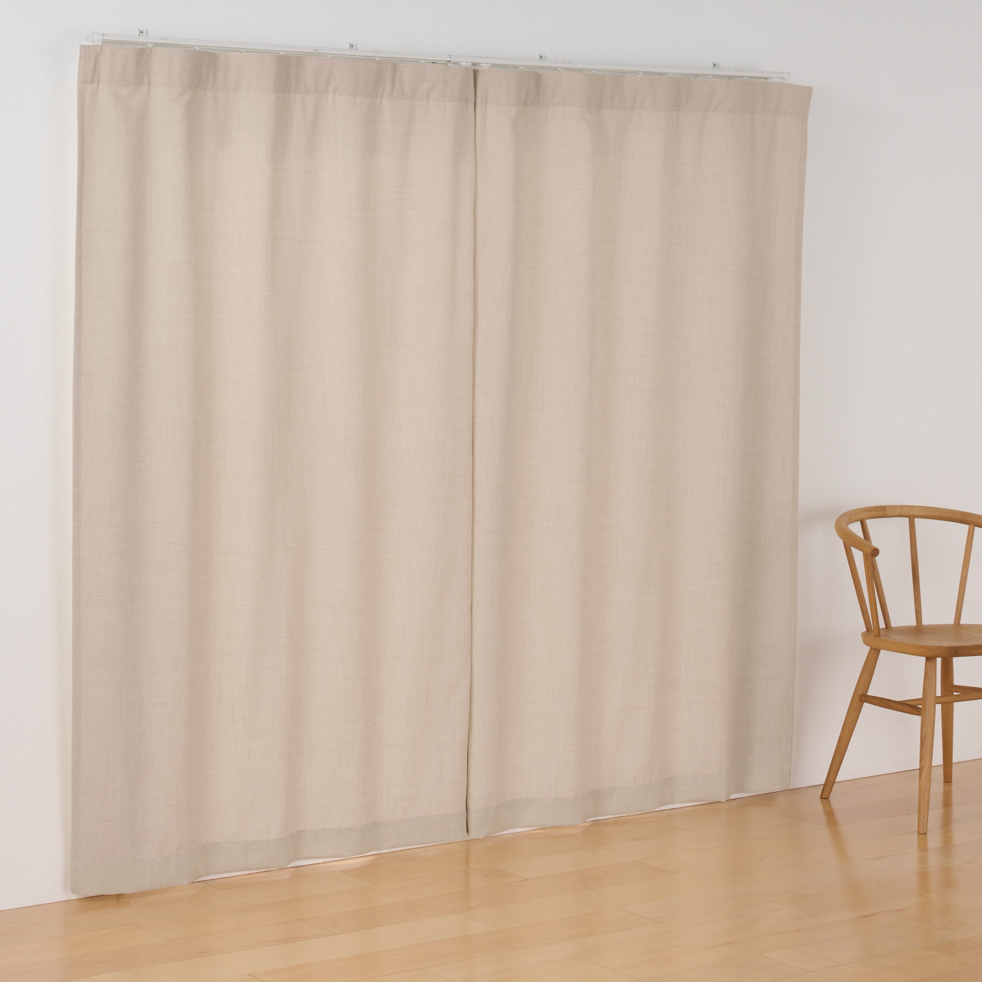 杢麻調平織ノンプリーツカーテン