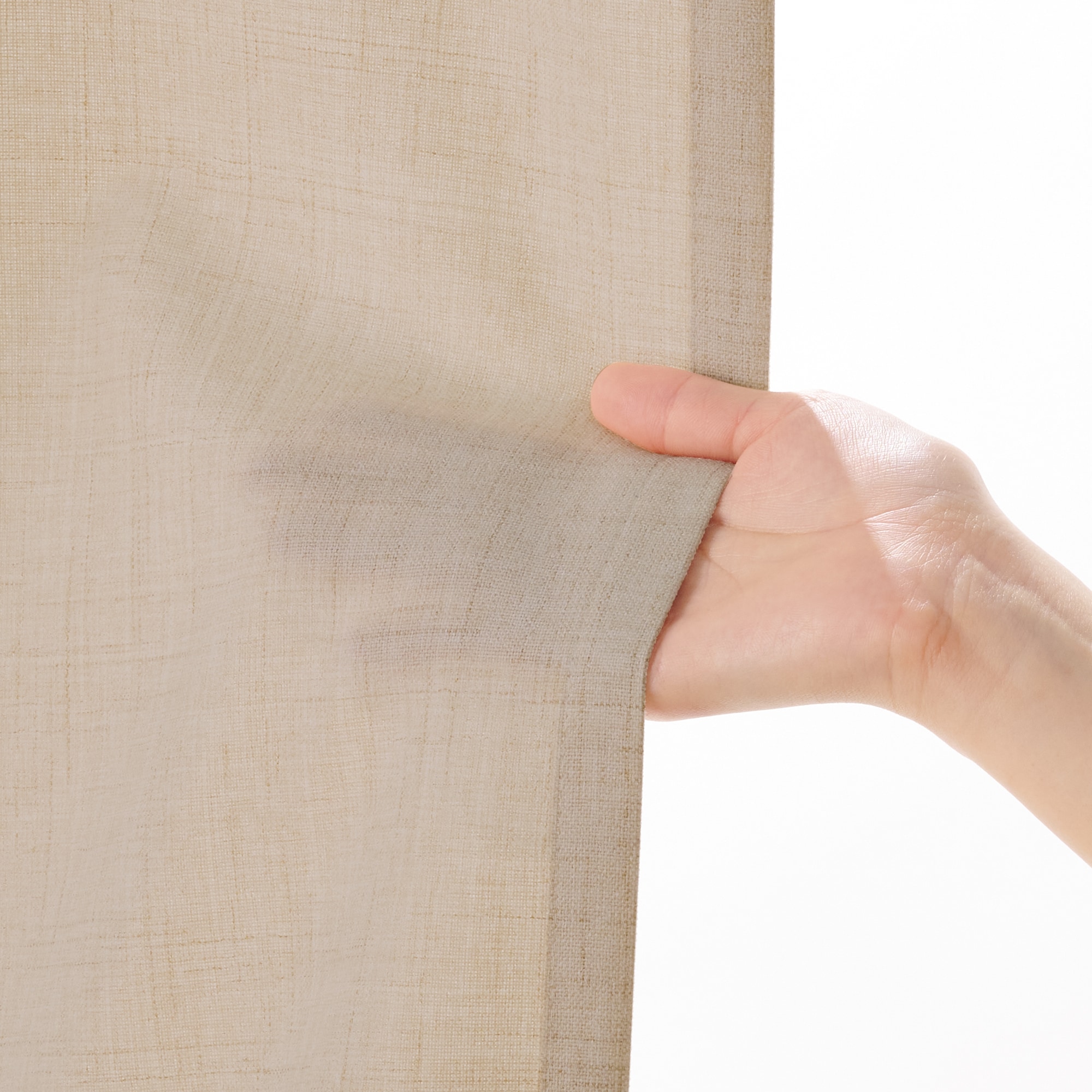 杢麻調平織ノンプリーツカーテン