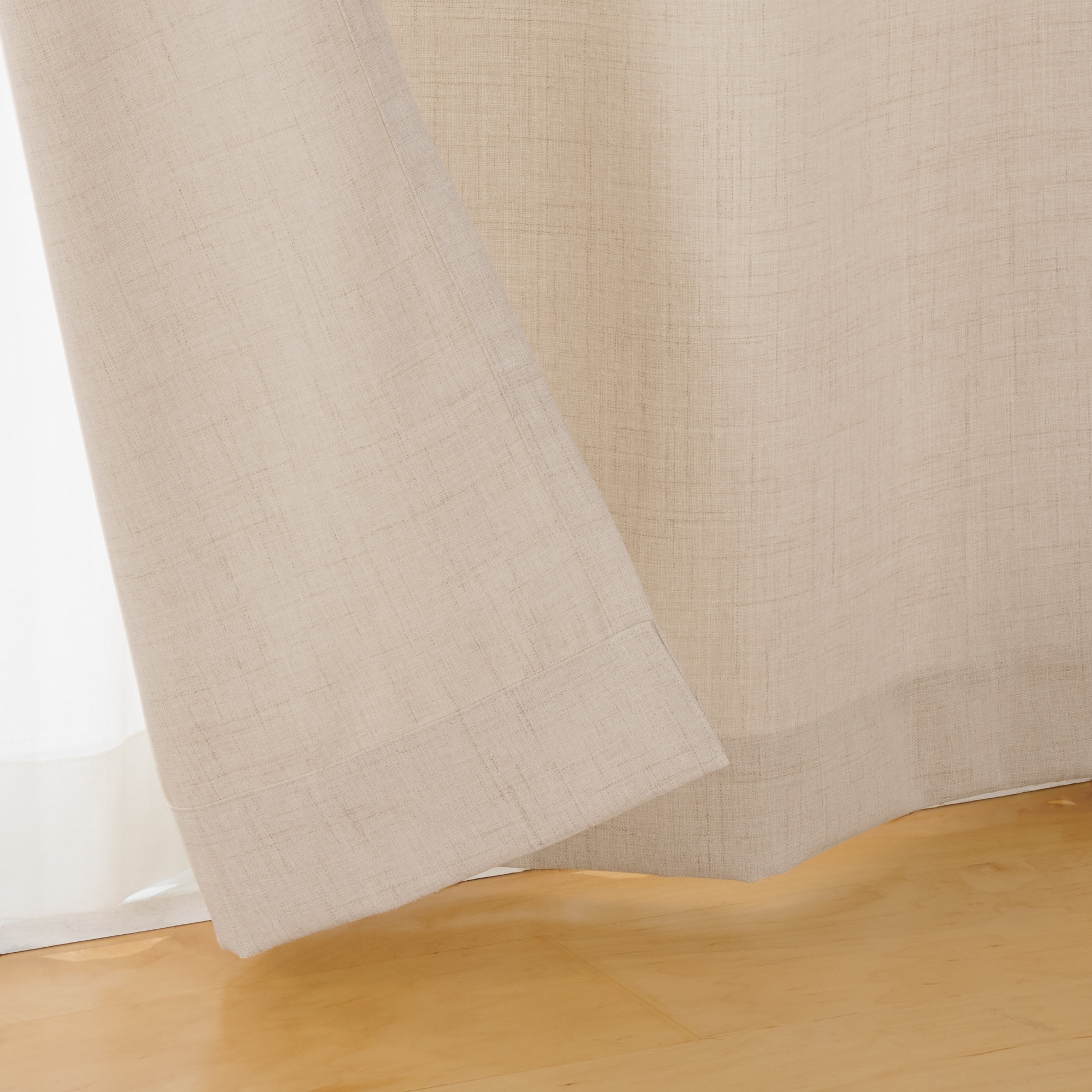 杢麻調平織ノンプリーツカーテン