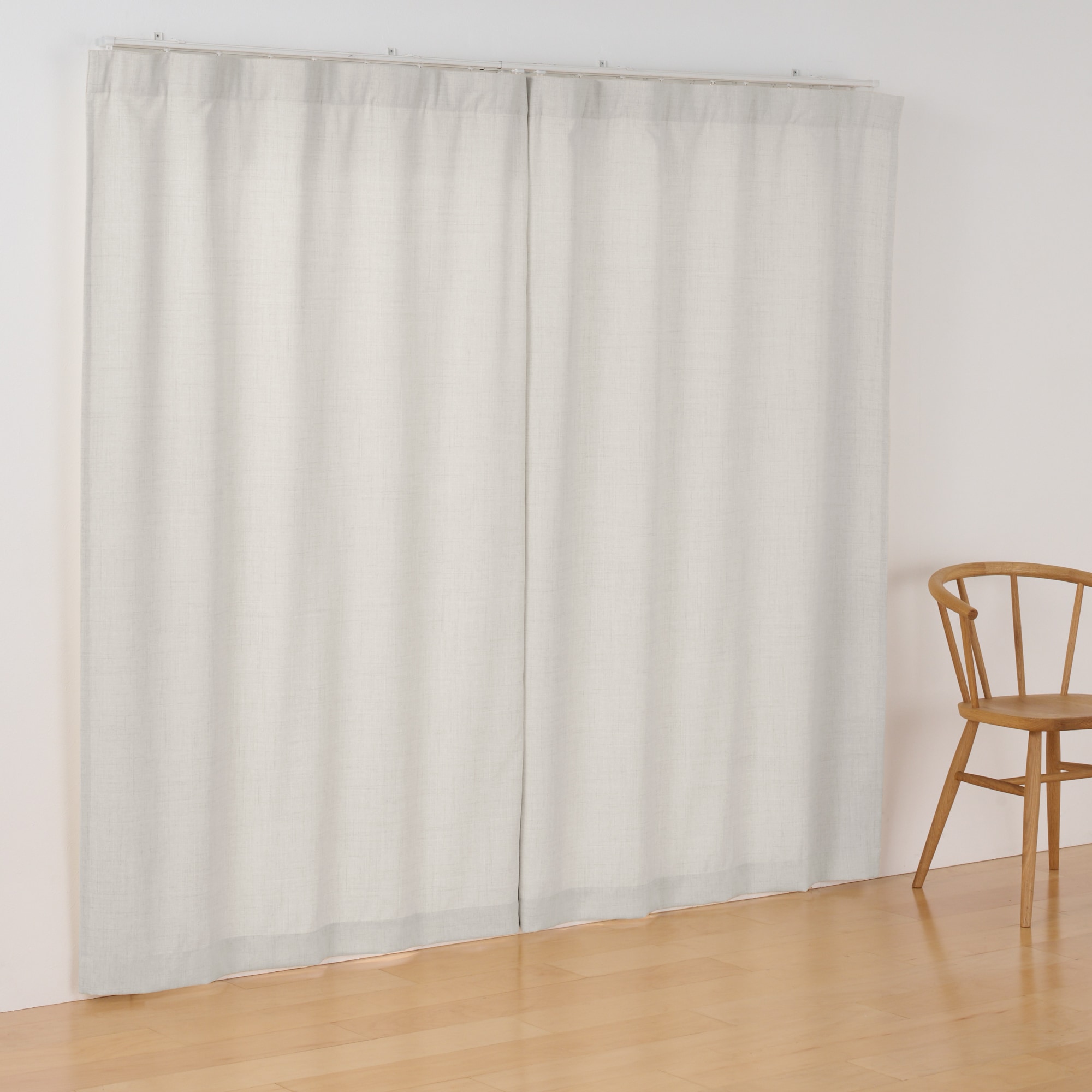 杢麻調平織ノンプリーツカーテン