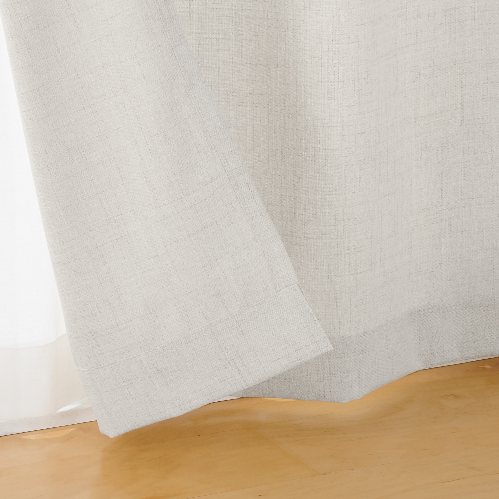 杢麻調平織ノンプリーツカーテン