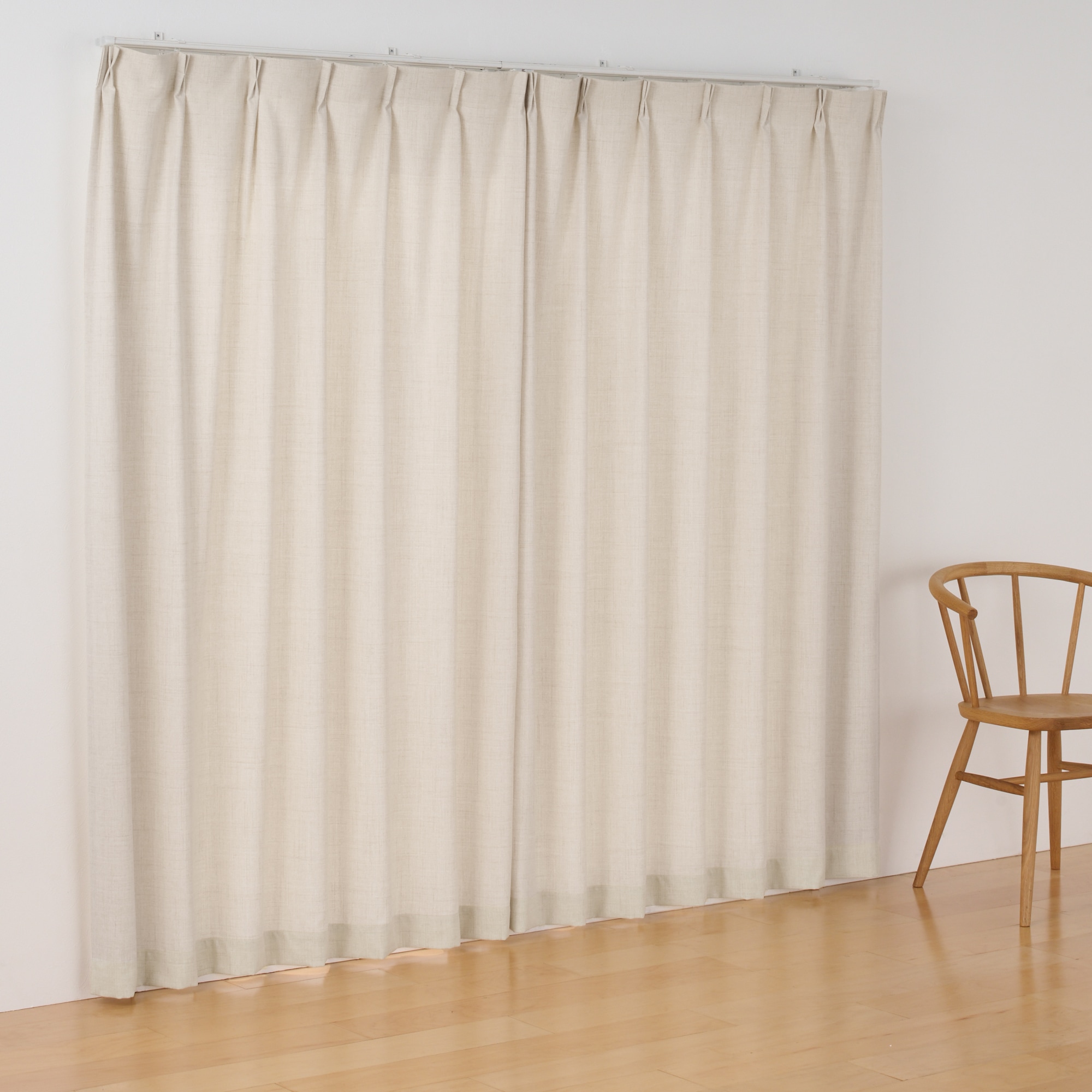 杢麻調平織プリーツカーテン