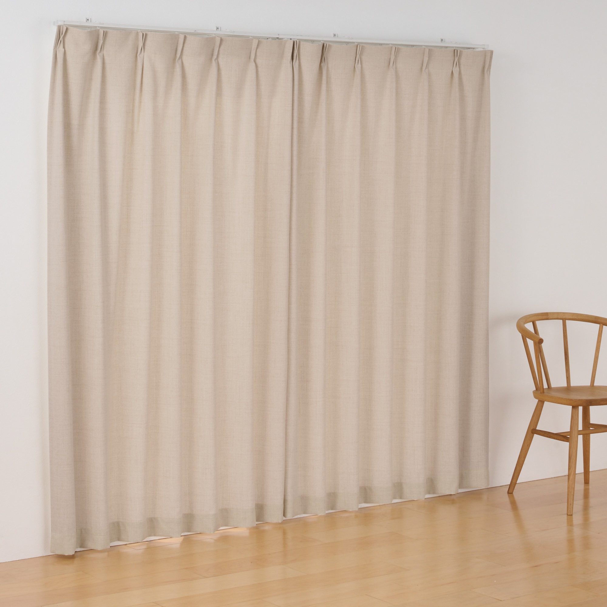 杢麻調平織プリーツカーテン