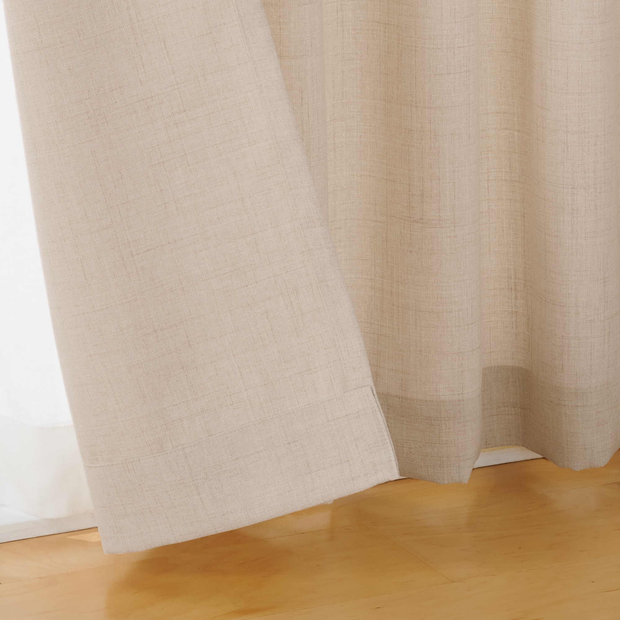 杢麻調平織プリーツカーテン