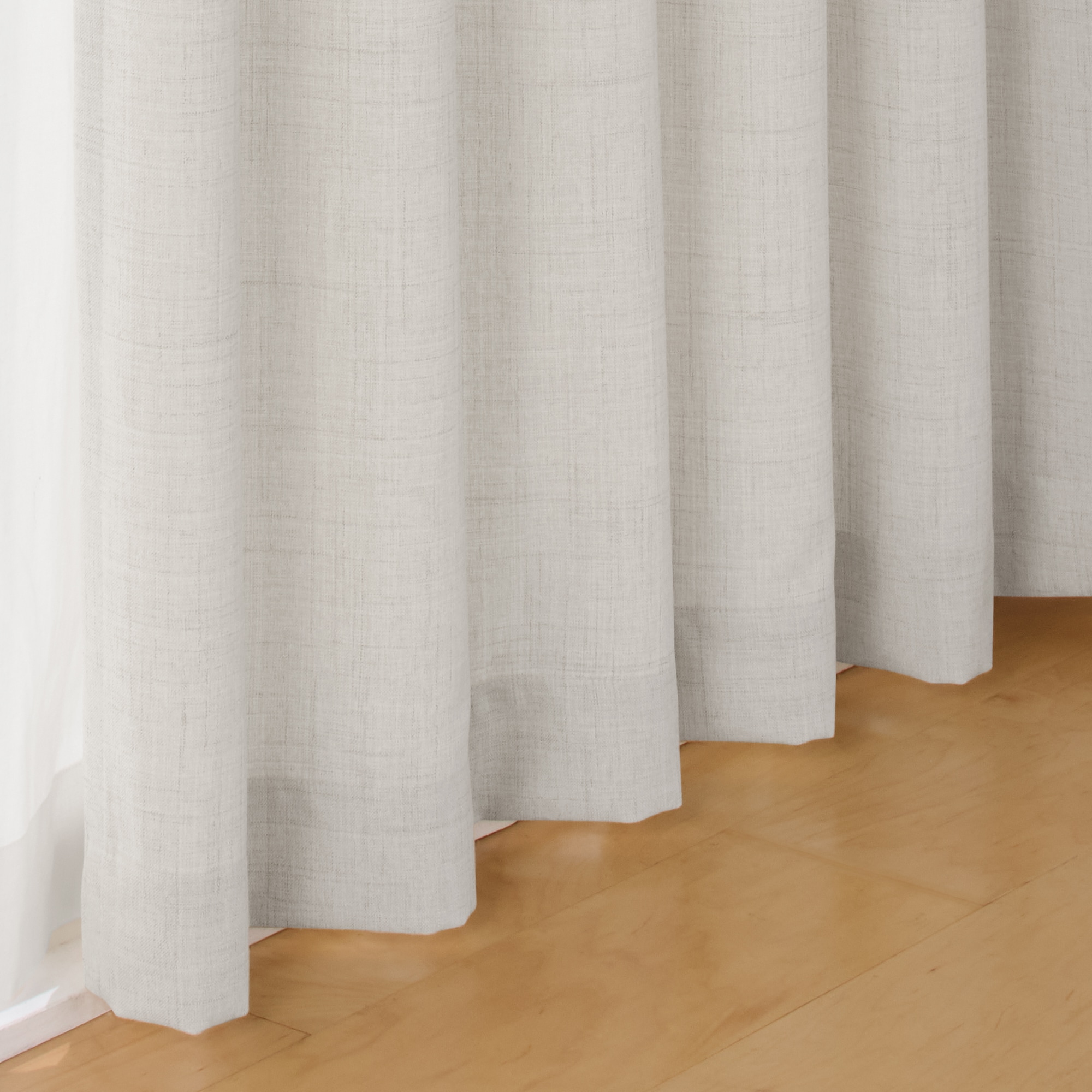 杢麻調平織プリーツカーテン
