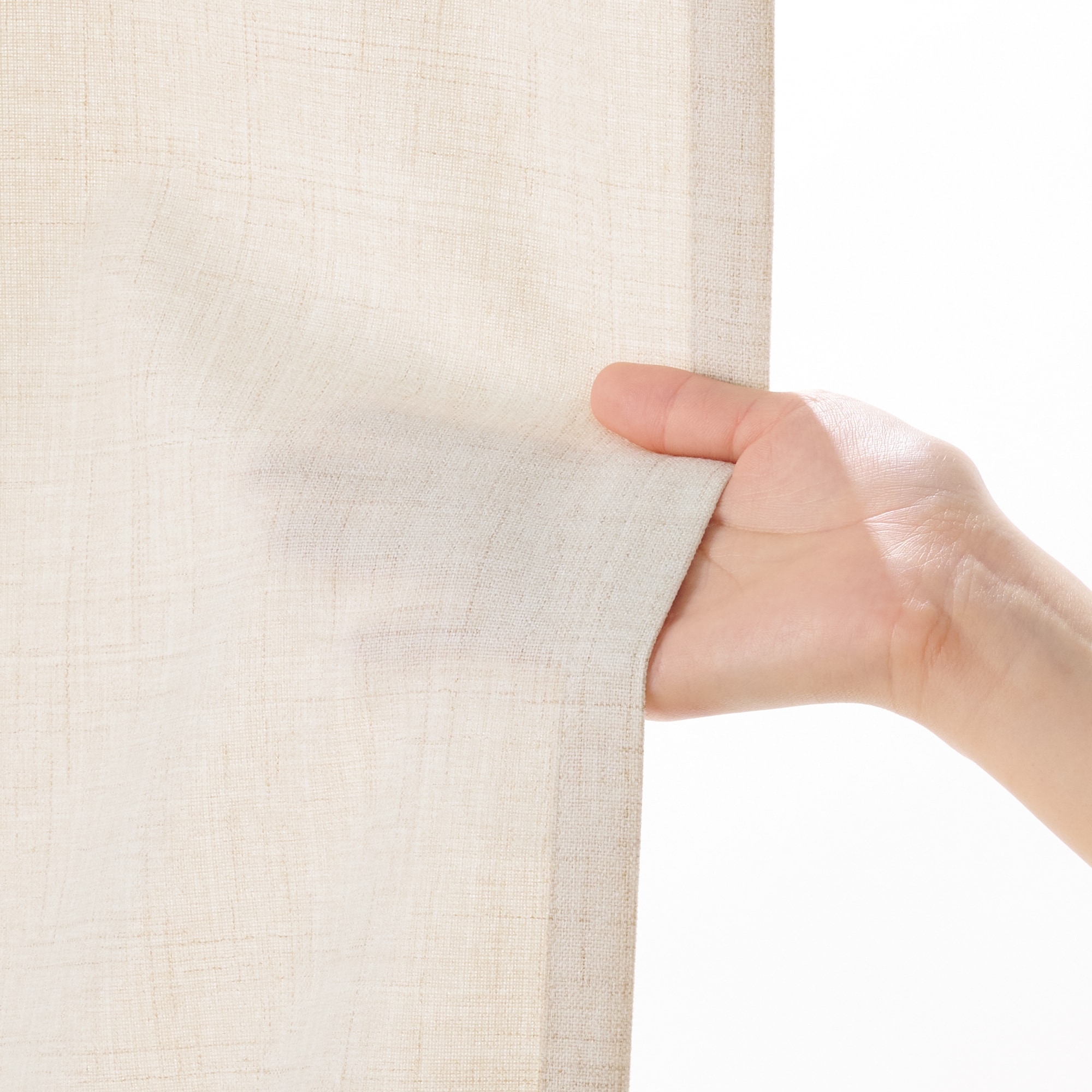 杢麻調平織２倍ヒダプリーツカーテン