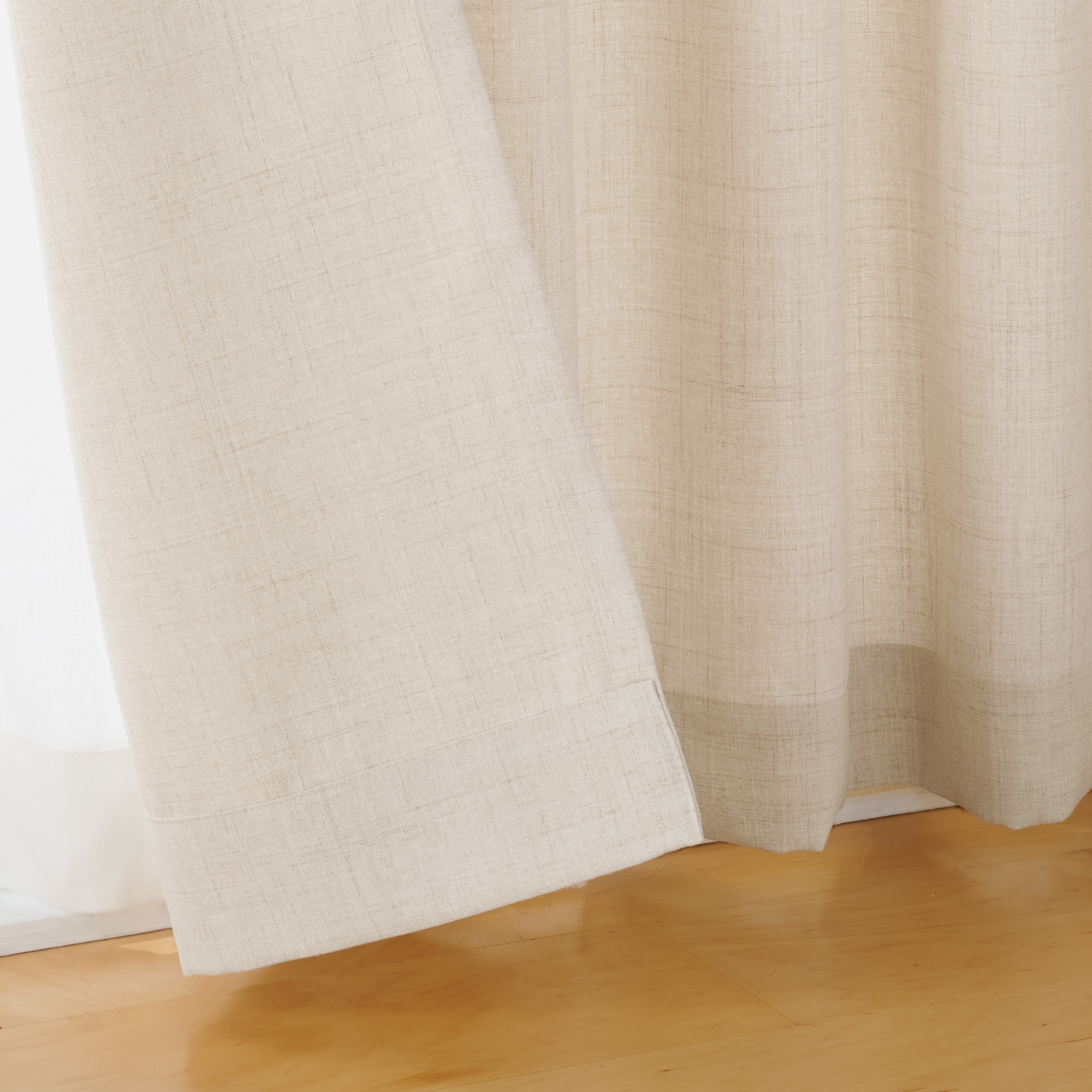 杢麻調平織２倍ヒダプリーツカーテン