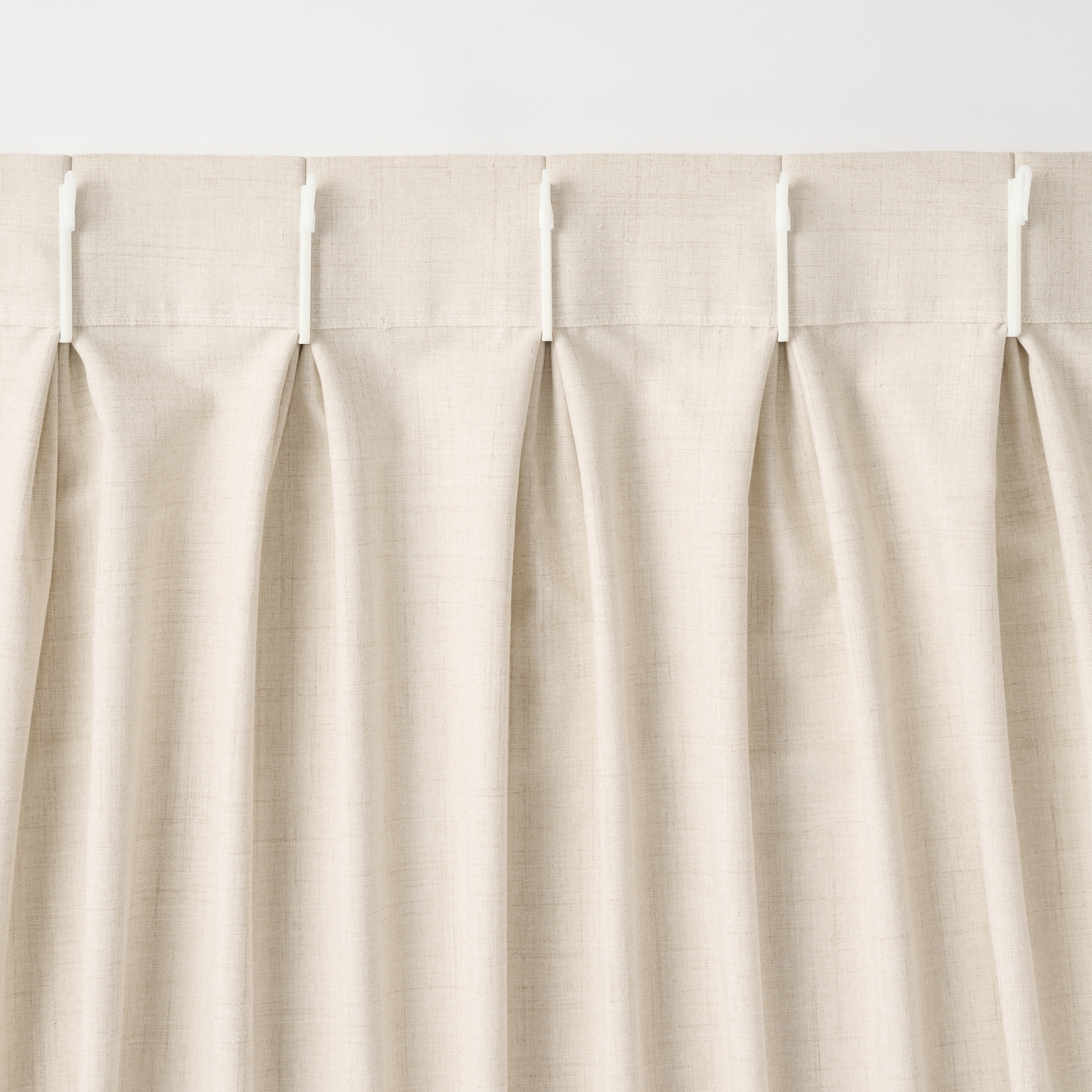 杢麻調平織２倍ヒダプリーツカーテン