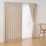 杢麻調平織２倍ヒダプリーツカーテン