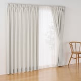 杢麻調平織２倍ヒダプリーツカーテン