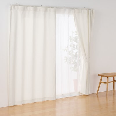 コットンライク平織ノンプリーツカーテン　白