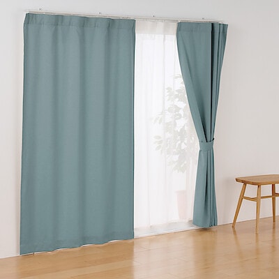 コットンライク平織ノンプリーツカーテン　グリーン