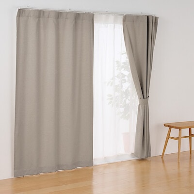 コットンライク平織ノンプリーツカーテン　ブラウン