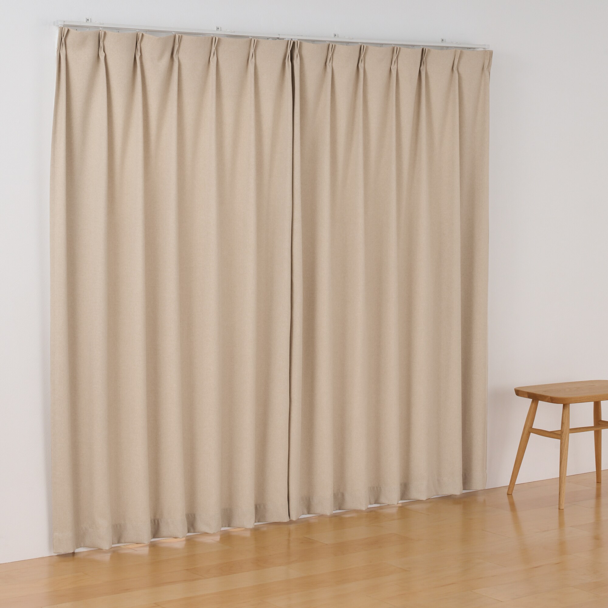 コットンライク平織プリーツカーテン