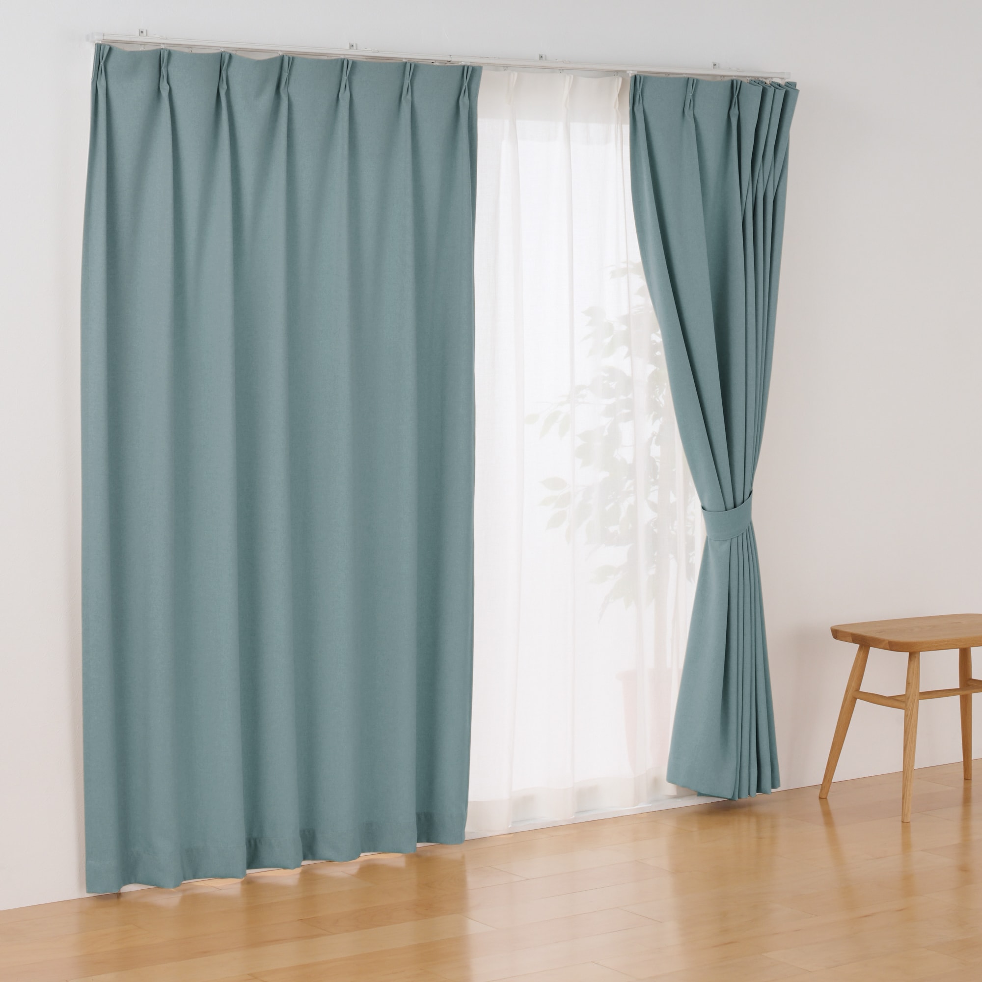 コットンライク平織プリーツカーテン