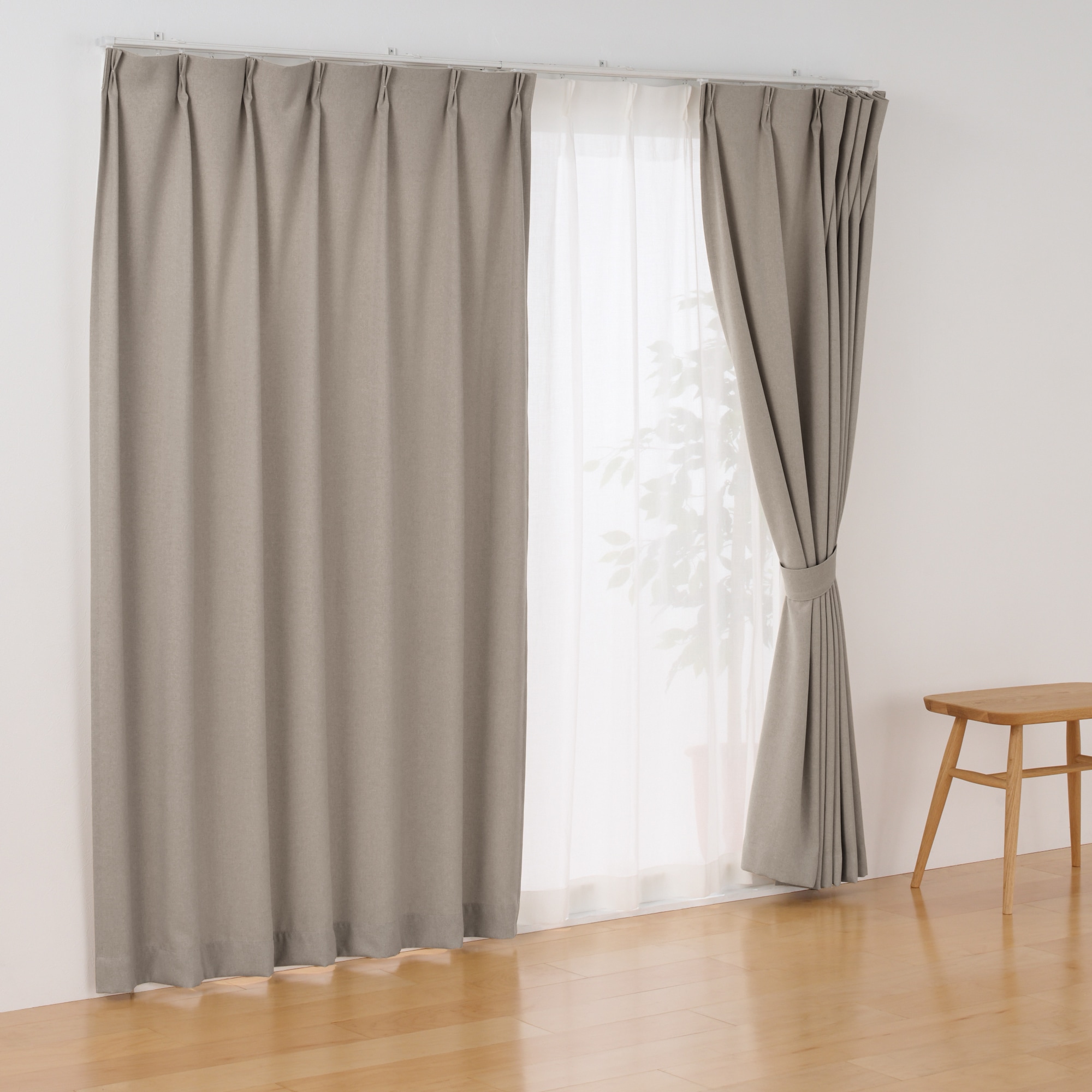 コットンライク平織プリーツカーテン