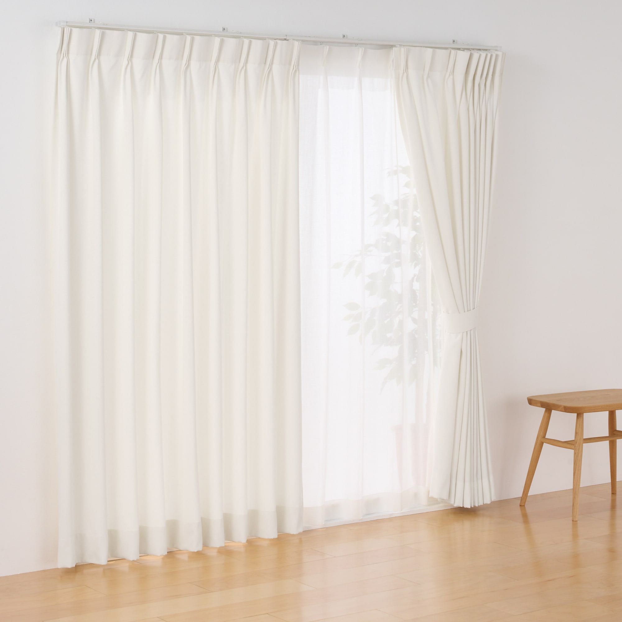 コットンライク平織２倍ヒダプリーツカーテン